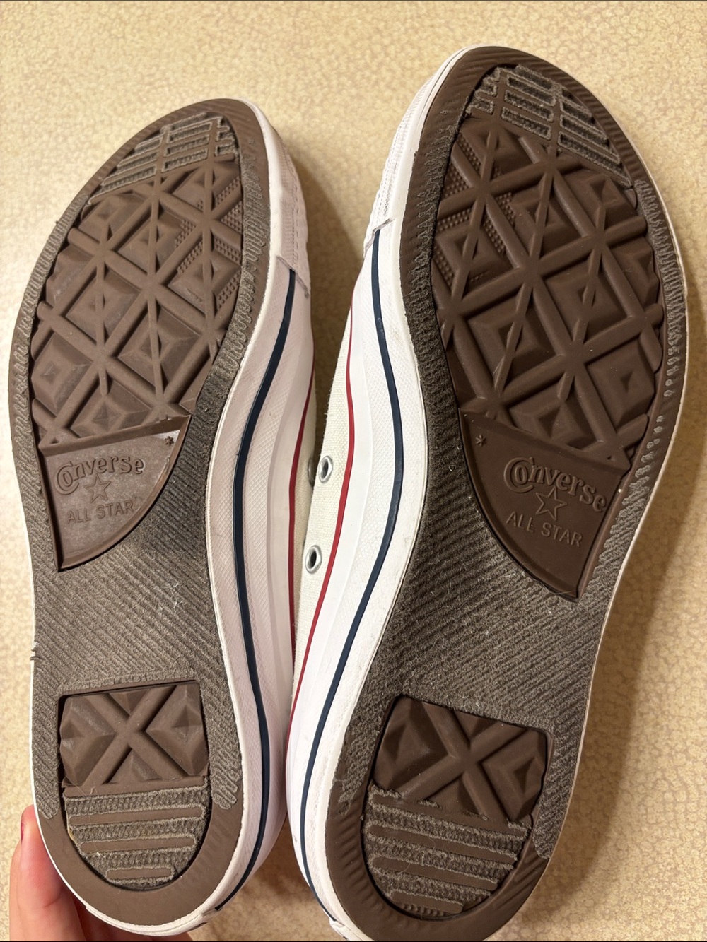 Converse Low Top Sneakers in White with Red Stripe - Picture 3 of 12